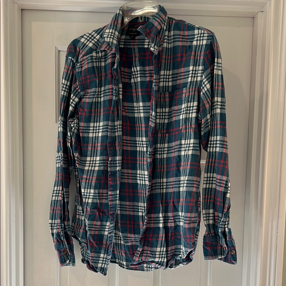 J. Crew Red and Blue Casual Button Down Shirt